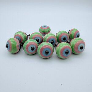 Set of 10 Handpainted Pastel Ceramic Drawer Cabinet Knobs